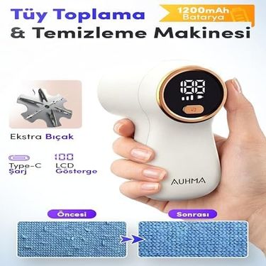 Abc Farben 131622805 Tüy Toplama Makinesi Şarjlı, Güçlü Tüy Toplayıcı Ve Tiftik Toplama Makinesi, 6 Bıçaklı, Dijital Ekranlı Uzun Gövde