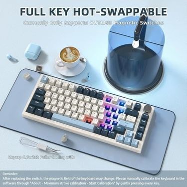 Acil Pano 131611806 Attack Shark K85 Mekanik Klavye 75% Kompakt Tasarım, Manyetik Anahtarlar, Ayarlanabilir Tepki Süresi, Rgb Işık, Döner Kontrol Tuşu, Dks/mt/tgl Destekli, Pc/mac Uyumlu - Blue
