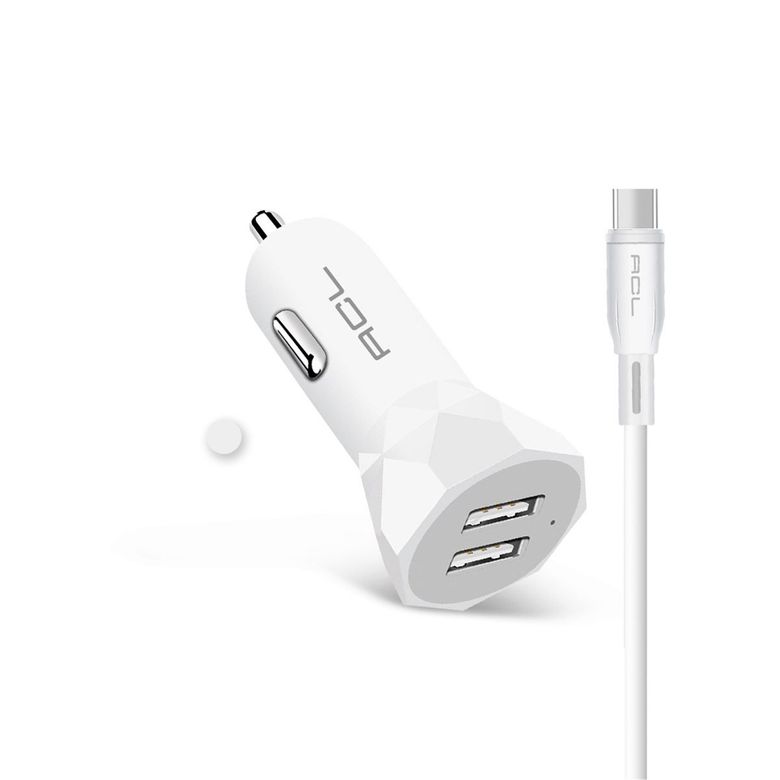 Acl Ac-91 Realpower™ Type-C Usb Kablolu 2.4A Usbx2 Araç İçi Şarj Aleti