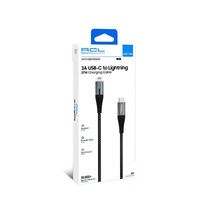 Acl Ack-105 3A 27 W 2 Mt Usb-C To Lightning Led Işıklı Usb Uyumlu Şarj Kablosu