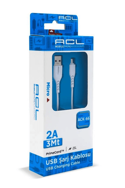 Acl Ack-66 Primecord 2A, 3Metre Micro Usb Şarj Kablosu