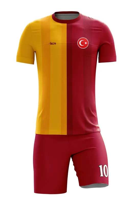 ACR Giyim Tekstil Forma Baskı ACRFTBSKU Futbol Forması Sarı & Kırmızı Model - Kişiye Özel Isim Ve Numara Yazılabilir Dijital Baskı Tasarım