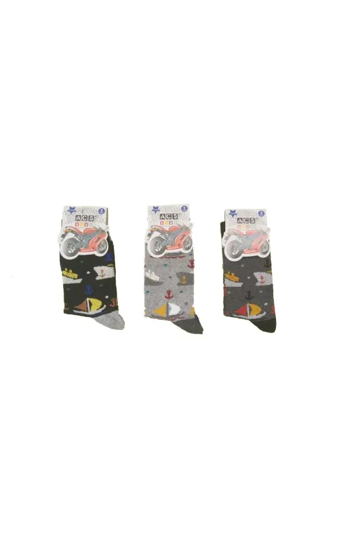 Açs Çorap s4h-8900 Erkek Çocuk 3 Çift Ekonomik Çorap