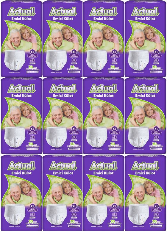 Actual Emici Külot Yetişkin Bezi XL - Extra Large - Ekstra Büyük (Islaklık Göstergeli) 360 Adet (12PK*30)