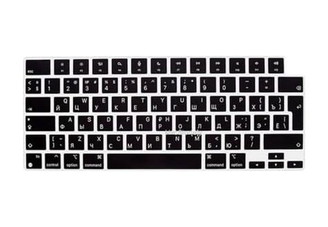 Aebo 132313443 Macbook Rusça Klavye Koruyucu Uk Iso Ters L Enter M1-M5 A2681 A3113 A3240 A3449 A2941 A3241 A2442 A2779 A2992 A2485 A2991 Russian Keyboard Cover Touch Id Siyah