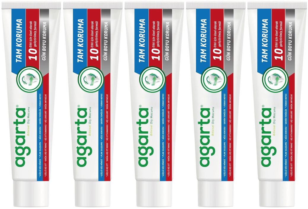 Agarta Doğal Tam koruma Diş Macunu 75 ML Gün Boyu Koruma (5 Li Set)