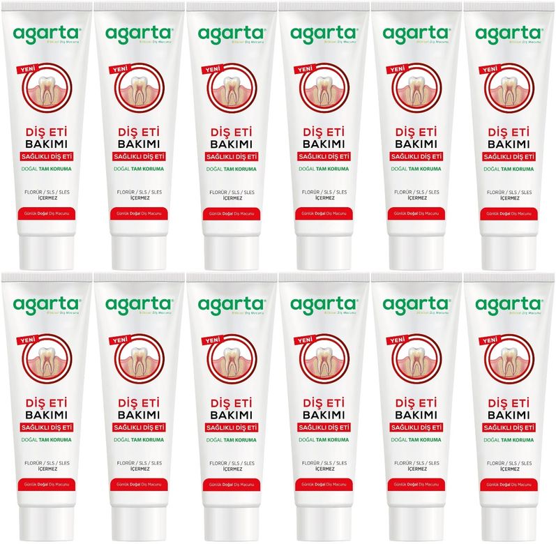 Agarta Doğal Tam koruma Diş Macunu 90 ML Diş Eti Bakımı & Plak Karşıtı (12 Li Set)
