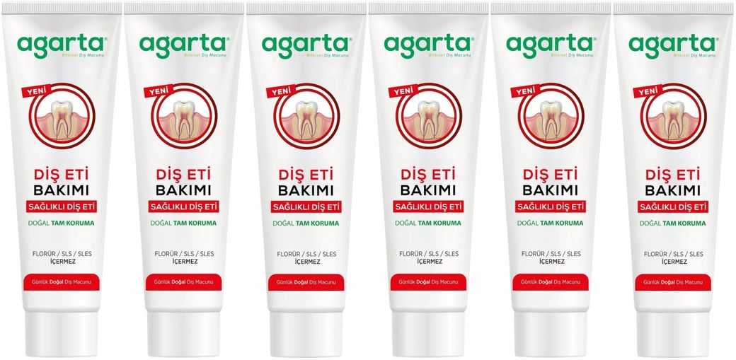 Agarta Doğal Tam koruma Diş Macunu 90 ML Diş Eti Bakımı & Plak Karşıtı (6 Lı Set)