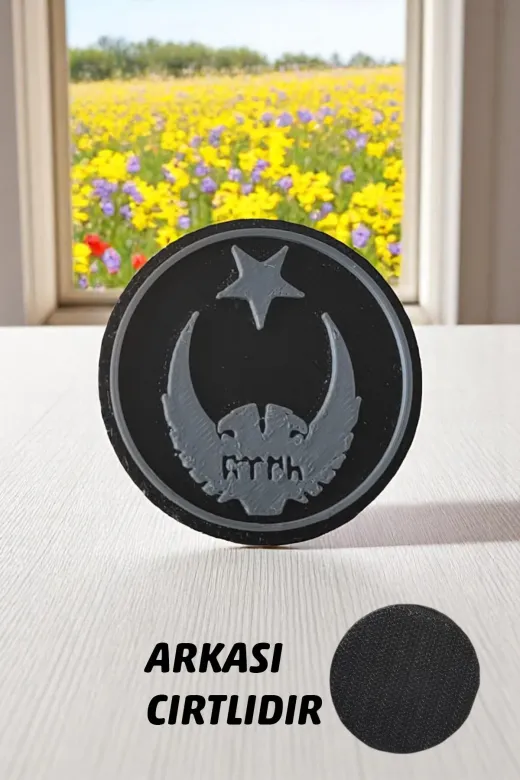 AHWALL AHWPTCH00001 Çift Başlı Kartal Türk Yazılı Yeni Nesil 3D Baskı Arkası Cırtlı Patch/peç/arma (5X5 Cm)