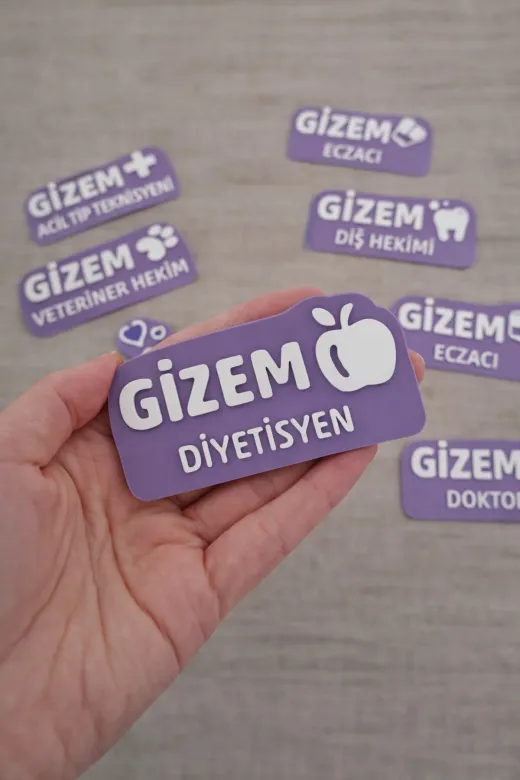 AHWALL AHWYAKA0003 Diyetisyen Yaka Kartı 3D Baskı, İğneli