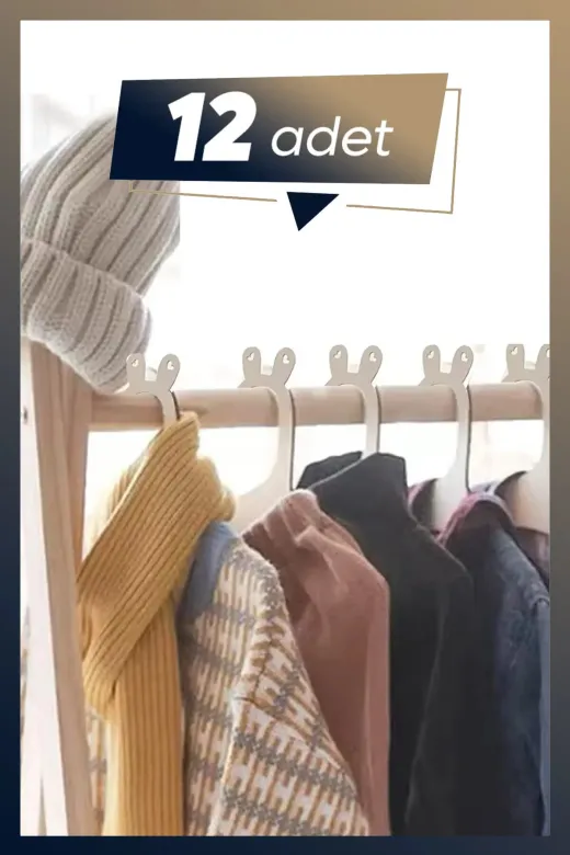 AHWALL AW919801 Ahşap Mdf Çocuk Askısı 12 Adet Sevimli Tavşan Kulaklı Askılık Bebek Askılığı