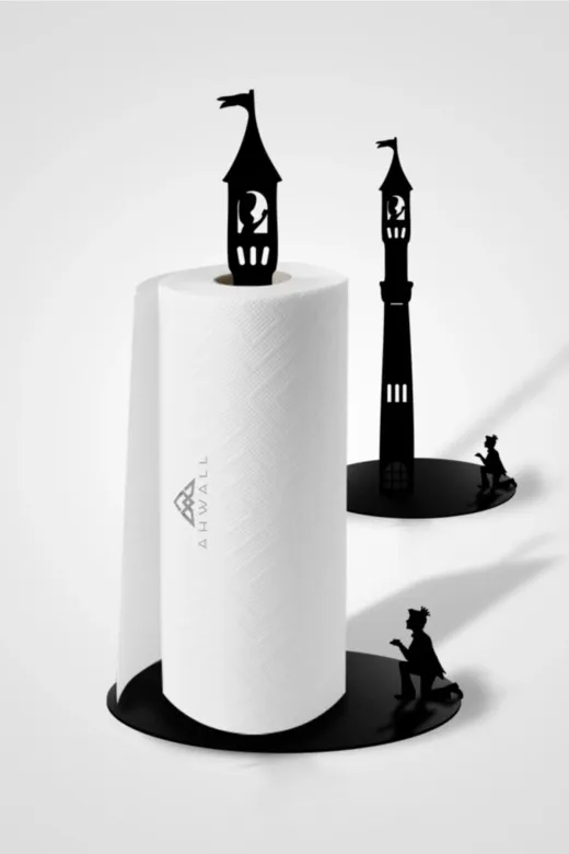 AHWALL AW96107 Ahşap Kağıt Havluluk Rapunzel Temalı Mutfak Kağıt Havlu Standı