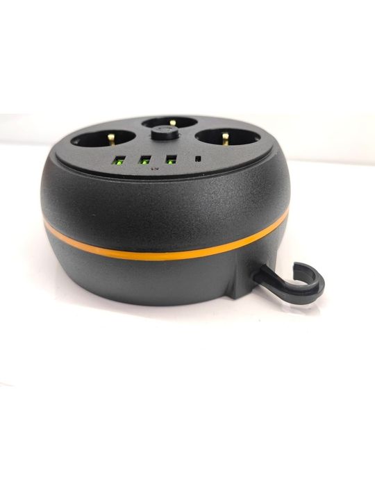 Akım Korumalı Makaralı 2M Kablolu 3 Prizli 3 Usb 1 Type-C Priz