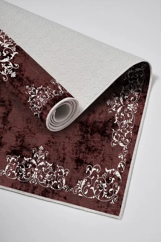 ALANUR 510616 Trend Kaymaz Taban Dijital Banyo 2'li Klozet Takımı Bordo
