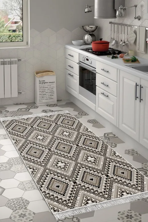 Alanur Home 1931-Trend-Banyo Eko Trend Djt Banyo Paspası Yıkanabilir Kaymaz Taban 1931 Iskandinav Kahve Krem