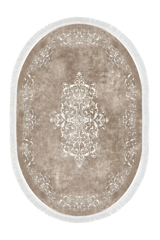 Alanur Home 616-eko-klozet-oval-K-S-Oval Eko Trend Djt 2 Li Yıkanabilir Kaymaz Taban Oval Banyo Paspas 616 Klasik Bej (60 X 100 - 50 X 60)