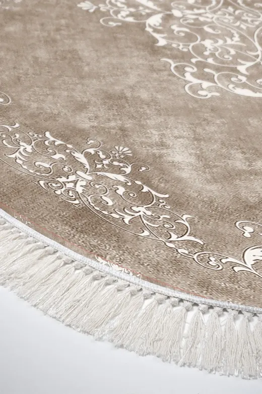Alanur Home 616-eko-klozet-oval-K-S-Oval Eko Trend Djt 2 Li Yıkanabilir Kaymaz Taban Oval Banyo Paspas 616 Klasik Bej (60 X 100 - 50 X 60)
