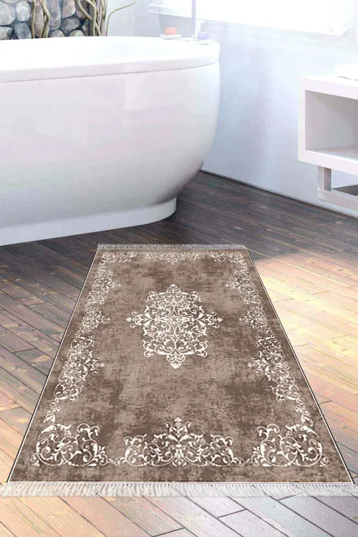 Alanur Home 616-Trend-Banyo Eko Trend Djt Banyo Paspası Yıkanabilir Kaymaz Taban 616 Klasik Kahve