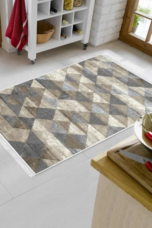 Alanur Home 661-Trend-Banyo Eko Trend Djt Banyo Paspası Yıkanabilir Kaymaz Taban 661 Iskandinav Bej