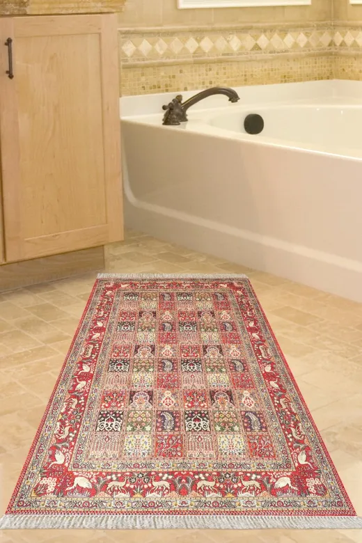 Alanur Home M12295-Trend-Banyo Eko Trend Djt Banyo Paspası Yıkanabilir Kaymaz Taban M12295 Persian Bordo