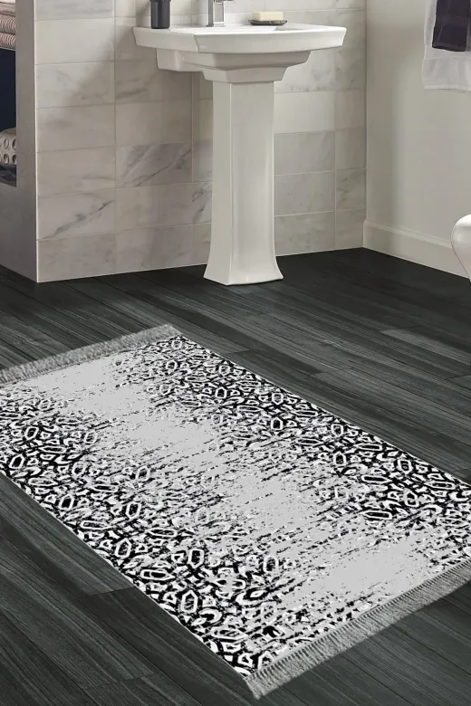 Alanur Home Mu123-Trend-Banyo Eko Trend Djt Banyo Paspası Yıkanabilir Kaymaz Taban Mu123 Iskandinav Gri