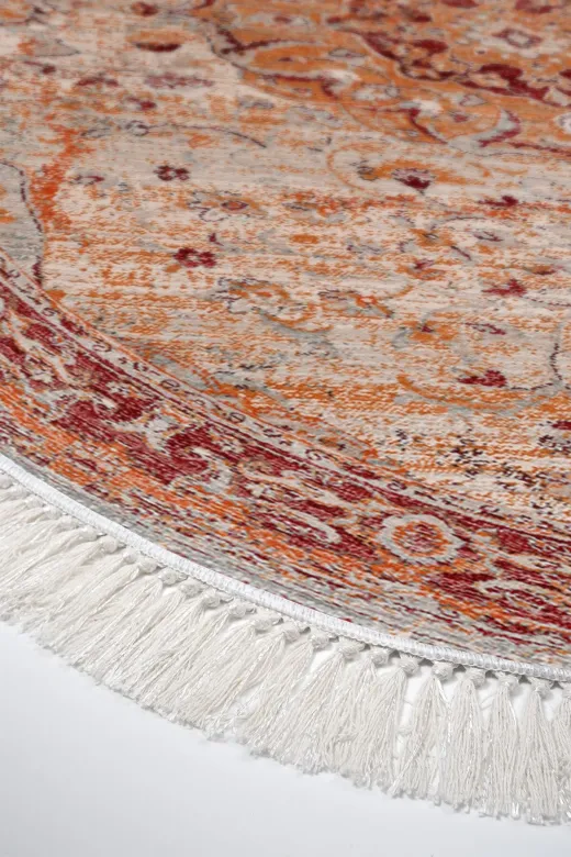 Alanur Home P1356-Trend-Banyo-Oval Eko Trend Djt Banyo Paspası Yıkanabilir Kaymaz Taban P1356 Oval Vintage Kırmızı