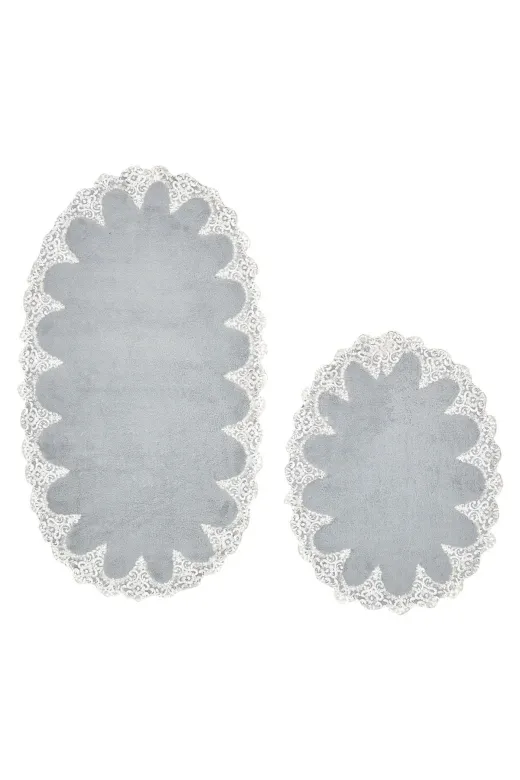 Alanur Home ZARO15 . Oval 2 Li Banyo Takımı (65 X 115 - 55 X 65 ) Gri