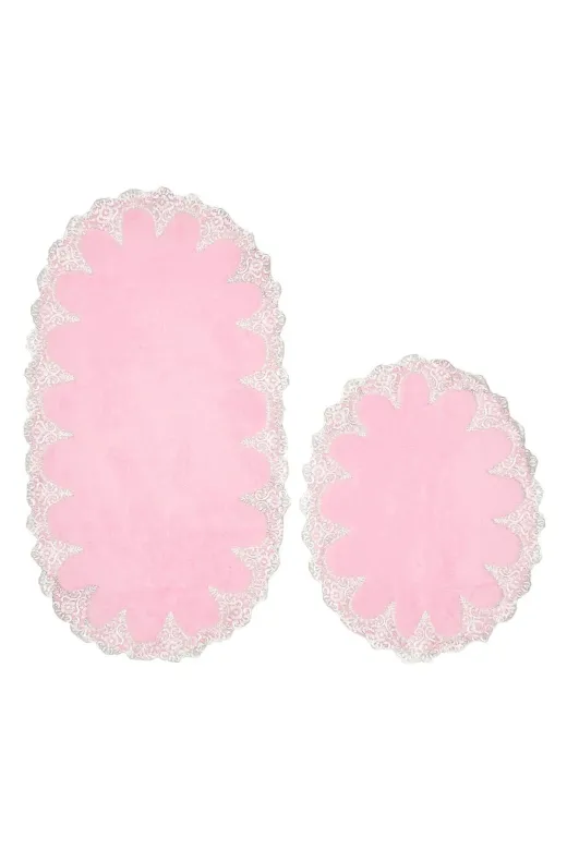Alanur Home ZARO15 Zara Oval 2 Li Banyo Takımı (65 X 115 - 55 X 65 ) Pembe