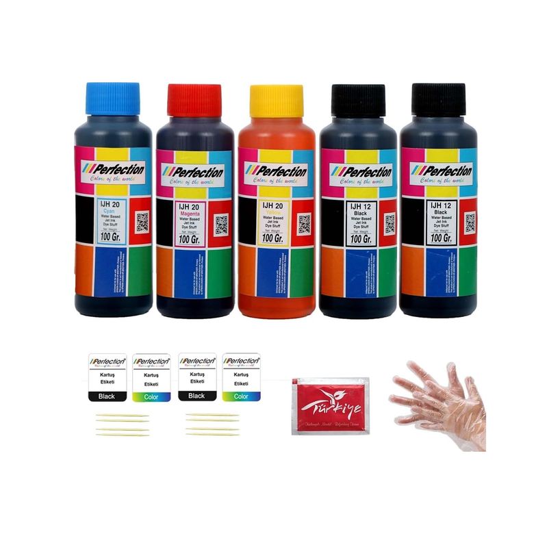 Almetra 109682856 Perfection Epson Uyumlu 664 L550, L555, L565, L605 Tanklı Yazıcı Mürekkep Seti 5 X 100 Gr.