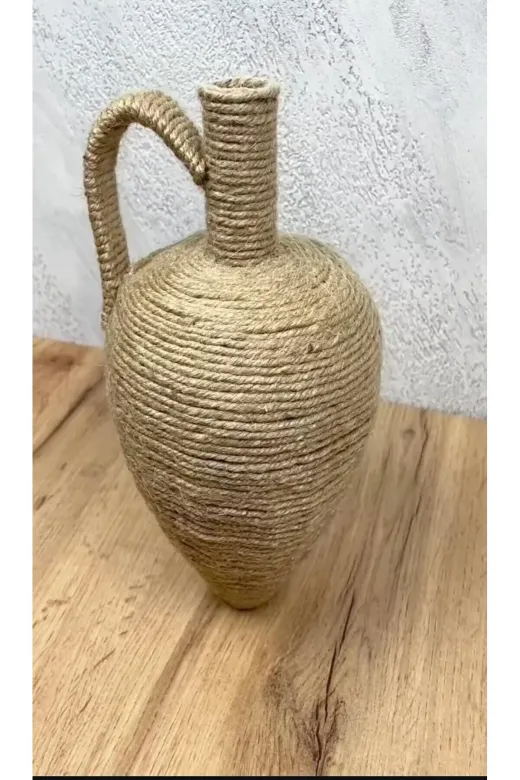 almiraevsanatları Bej Renkli Halat Kaplı Vazo43 Bej Renkli Halat Kaplı Vazo