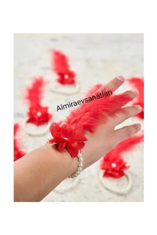 almiraevsanatları bileklıknedıme651 Kırmızı Nedime Bilekliği, Bride To Be, Bekarlığa Veda Partisi, Düğün, Kına Gecesi Bileklik 10 Adet