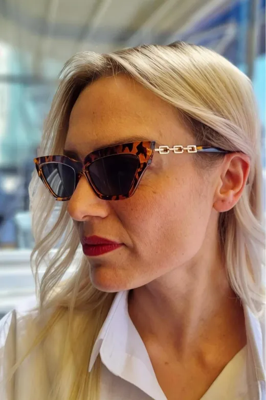ALMR-432 Kadın Nikita Cat Eye Zincir Saplı Vintage Model Güneş Gözlüğü