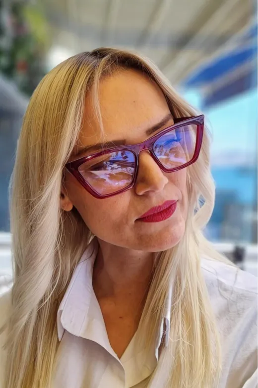 ALMR-488 Kadın Felicia Mavi Işık Korumalı Dinlendirici Cat Eye Model Ekran Gözlüğü