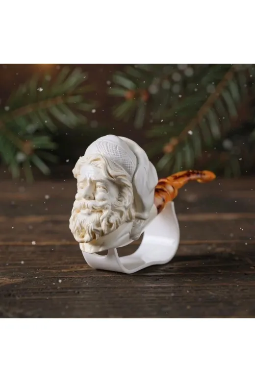 Altınışık Lületaşı dop20151408igo El Oyma Lületaşı Pipo Noel Baba Figürlü | Akrilik Ağızlık | Koleksiyonluk Yılbaşı Hediyesi 16,5 Cm