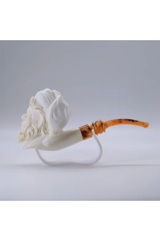Altınışık Lületaşı dop20151408igo El Oyma Lületaşı Pipo Noel Baba Figürlü | Akrilik Ağızlık | Koleksiyonluk Yılbaşı Hediyesi 16,5 Cm