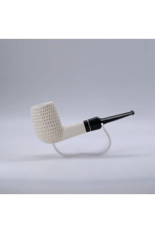 Altınışık Lületaşı dop20282603igo El Oyma Lületaşı Pipo 9Mm Filtre Uyumlu, Delikli Doku Desenli Özel Model, Akrilik Ağızlık Kutulu