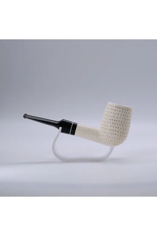 Altınışık Lületaşı dop20282603igo El Oyma Lületaşı Pipo 9Mm Filtre Uyumlu, Delikli Doku Desenli Özel Model, Akrilik Ağızlık Kutulu