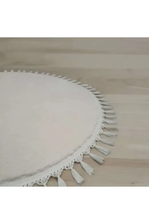 ALTUN CARPET yatak setitjrhf6u7 3Lü 100Cm Kirem Modernpostpelüşkaymazponponsaçaklı Yatak Odası Takımı2Adet 100*150/1 Adet100*300