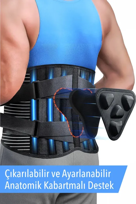 Ankaflex M1TXKOR-130 Medikal Bel Korsesi Ekstra 3D Bel Dolgu Aparatlı Balenli Bel Destek Korsesi Medikal Korse