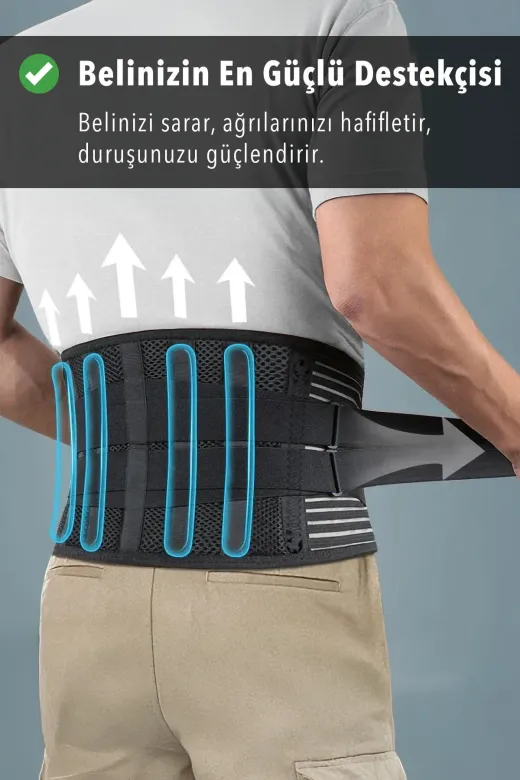 Ankaflex M1TXKOR-130 Medikal Bel Korsesi Ekstra 3D Bel Dolgu Aparatlı Balenli Bel Destek Korsesi Medikal Korse