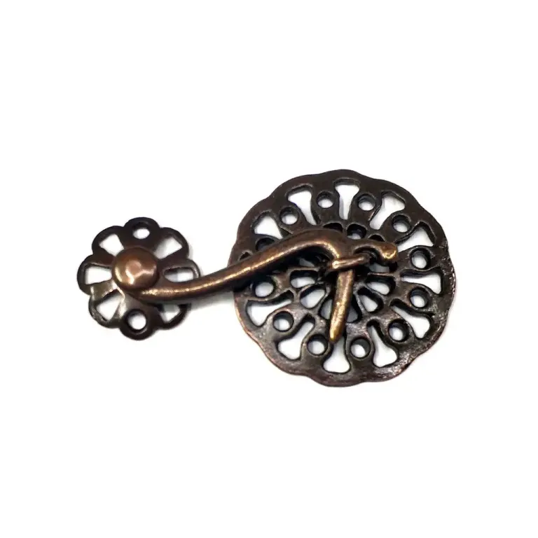 Antik Bakır 50 Adet Zamak Çengel Kilit 56x33 mm - Yuvarlak, Karşılıklı Mobilya, Dolap, Sandık, Kutu, Kapak Çengel Kilidi