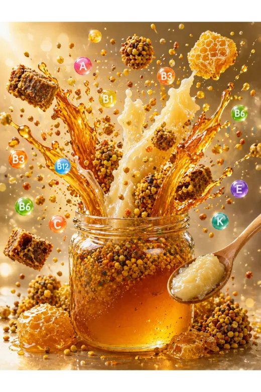 APİMED SFDHBS252352 Ballı Polen Ve Arı Sütü 3*700Gr – %100 Doğal Arı Ürünleri Karışımı | Energy Booster, , Royal Jelly & Bee Pollen Mix
