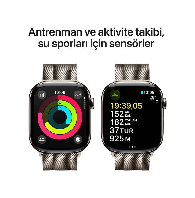 Apple Watch Seri 10 46 Cell GPS Titanyum Kasa Milano Loop S/M Akıllı Saat (Apple Türkiye Garantili) Natürel