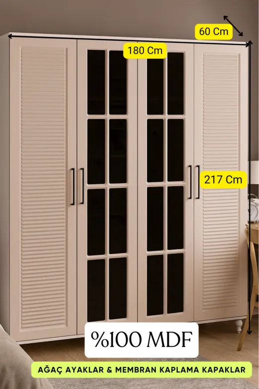 arionkids ARIONDLP10 Masal 4 Kapaklı Dolap | %100 Mdf Gövde | Rehau Kapaklar | Ağaç Ayaklar | Fonksiyonel Ve Şık Tasarım