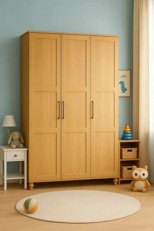 arionkids ARIONDLP187 Alin Wood 3 Kapaklı Dolap | %100 Mdf | Rehau Kaplama Kapaklı | Ağaç Ayaklı | Yüksek Kaliteli