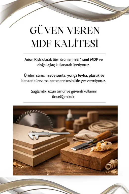 arionkids ARIONDLP187 Alin Wood 3 Kapaklı Dolap | %100 Mdf | Rehau Kaplama Kapaklı | Ağaç Ayaklı | Yüksek Kaliteli