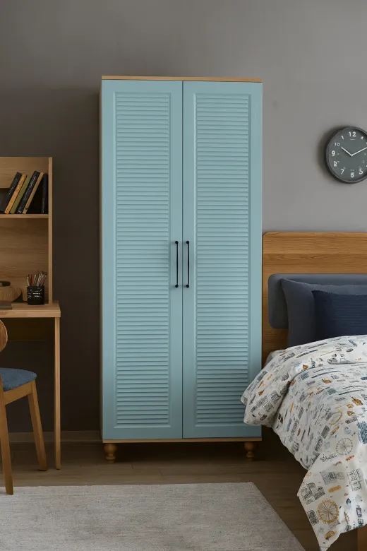 arionkids ARIONDLP1C Mavi Dolap 2 Kapaklı-Çekmeceli | %100 Mdf | Rehau Kaplama Kapaklar | Çekmeceli | Ağaç Ayaklar
