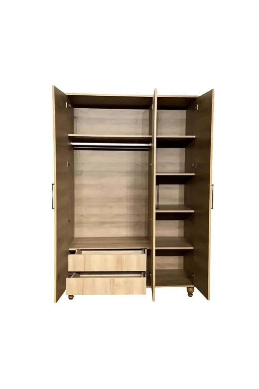 arionkids ARIONDLP23 Pera Wood Dolap 3 Kapaklı-Çekmeceli | %100 Mdf | Rehau Kaplama Panjur Kapak | Ağaç Ayaklı