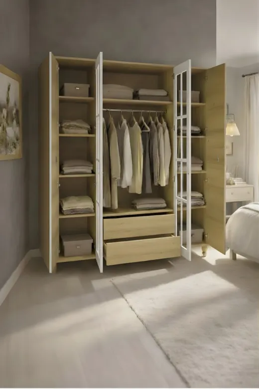 arionkids ARIONDLP25 Nefes Dolap 4 Kapaklı-Çekmeceli | %100 Mdf | Rehau Kapaklı | Çekmeceli | Ağaç Ayaklı
