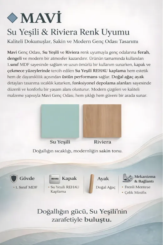 arionkids ARIONDLP79 Mavi Dolap 3 Kapaklı-Çekmeceli | %100 Mdf | Rehau Kapaklı | Çekmeceli | Ağaç Ayaklı